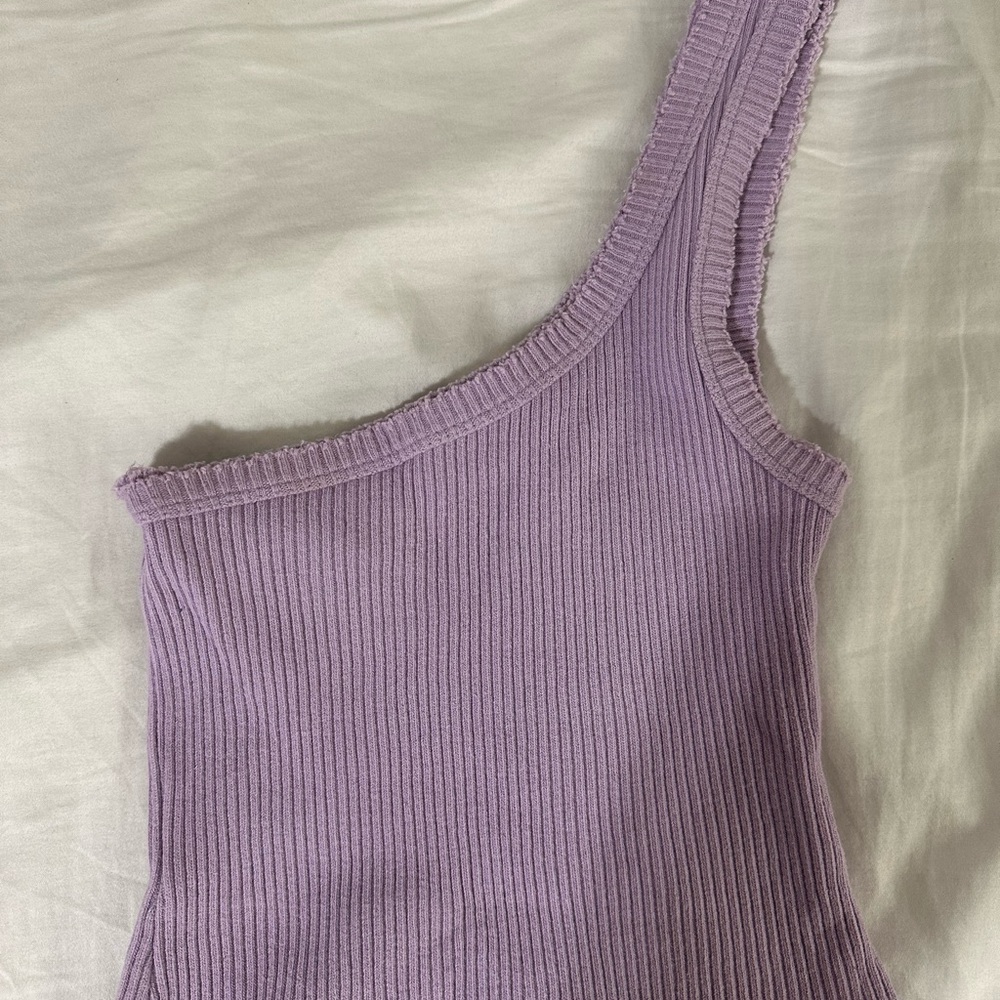 Urban Outfitters Lavender One Shoulder Ribbed Knit Top